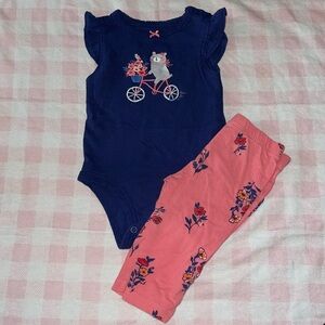 003 Carters 2-Piece Floral Bicycle Bodysuit Pant Set